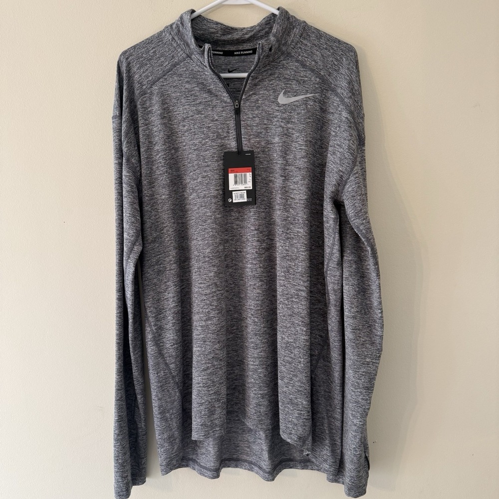 Nike Running Dri-Fit 1/4 Zip Men's Size Large Gray Pullover Active Outdoor NWT